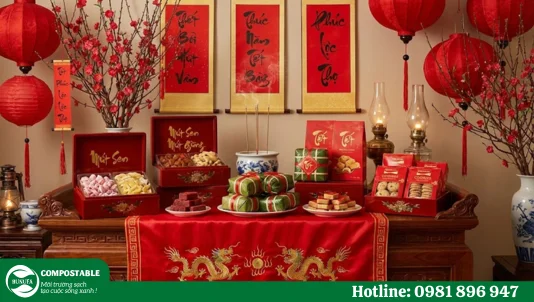 10+ Ý tưởng trang trí bánh kẹo bàn thờ ngày Tết đẹp, sang trọng缩略图